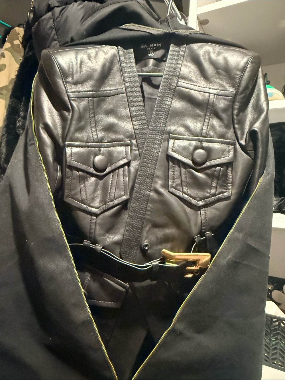 Balmain Leather Jacket with Gold Accent - Picture 5 of 6